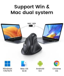UGREEN bežični ergonomski vertikalni miš, bluetooth, 4000 DPI, USB, crni
