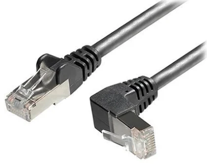 Transmedia Cat6A SFTP Patch Cable, RJ45 plug angled up, 2m