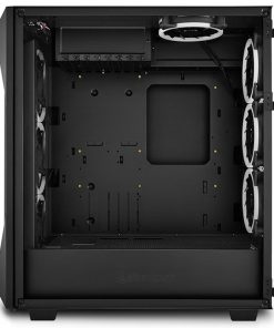 Sharkoon REV300 Midi Tower E-ATX kućište bez napajanja, prozirna bočna stranica, RGB ventilatori prednji 3×140/stražnji 3×120/gornji 1×120, crno