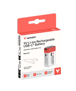 Verbatim 9V-6LR61 USB-C punjiva baterija, 9.0V, 335 mAh (1 komad)