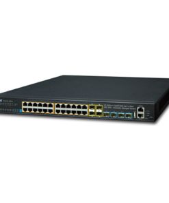 PLANET Layer 3 24-Port 10/100/1000T 802.3at PoE with 4-port shared 100/1000X SFP + 4-Port 10G SFP+ Stackable Managed Gigabit Switch