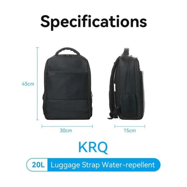 Vention Water-Repellent Laptop Backpack Black, 20L