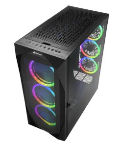 Sharkoon REV300 Midi Tower E-ATX kućište bez napajanja, prozirna bočna stranica, RGB ventilatori prednji 3×140/stražnji 3×120/gornji 1×120, crno