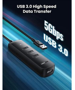UGREEN 4-portni USB-A HUB 4×USB-A 3.0, 1.0m, crni