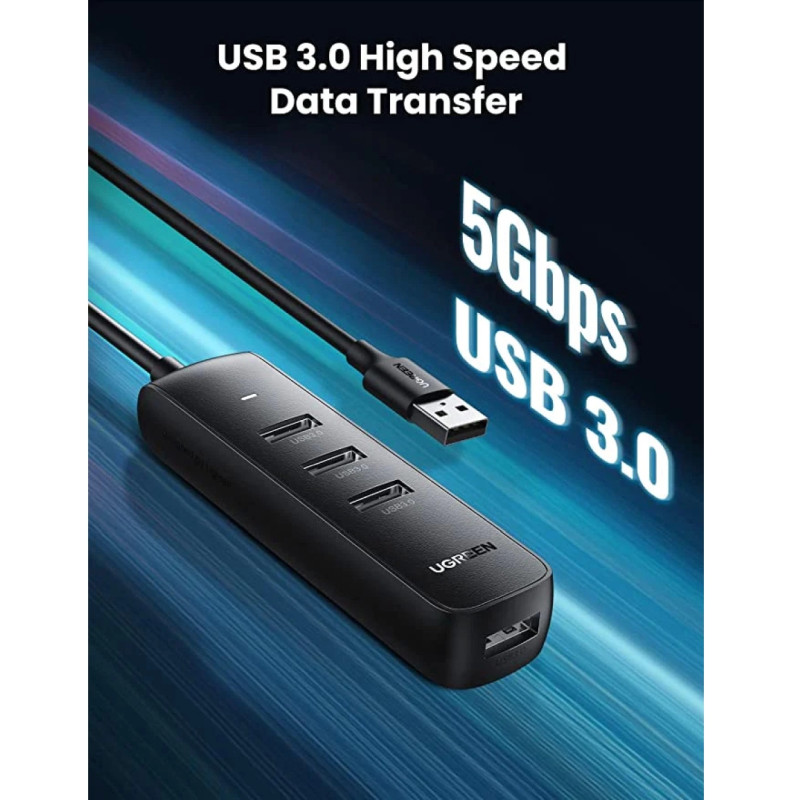UGREEN 4-portni USB-A HUB 4×USB-A 3.0, 1.0m, crni