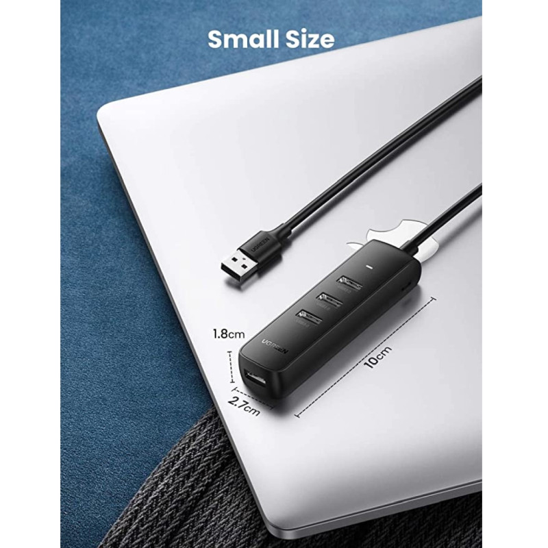 UGREEN 4-portni USB-A HUB 4×USB-A 3.0, 1.0m, crni