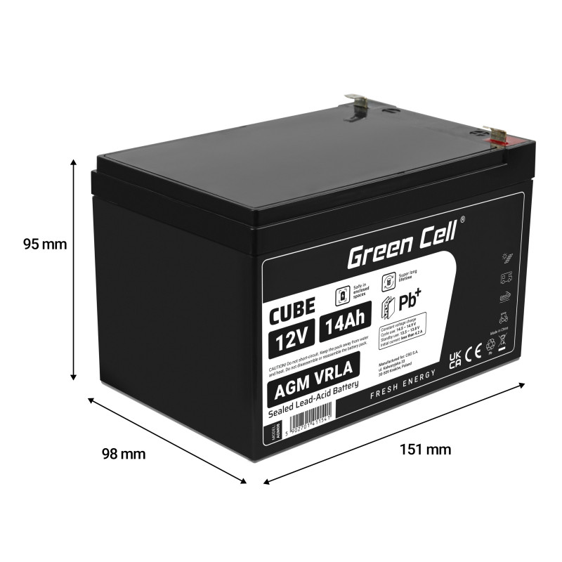 Green Cell (AGM08) baterija AGM 12V/14Ah