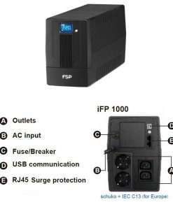 Fortron Source UPS iFP 1000VA/600W, Line-interactive, 2×Schuko, 2×IEC C13, RJ45, USB, 2×7Ah