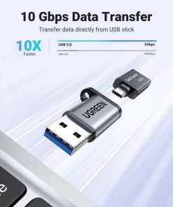 UGREEN adapter USB 3.1 C (Ž) na USB-A 3.0 (M), sivi