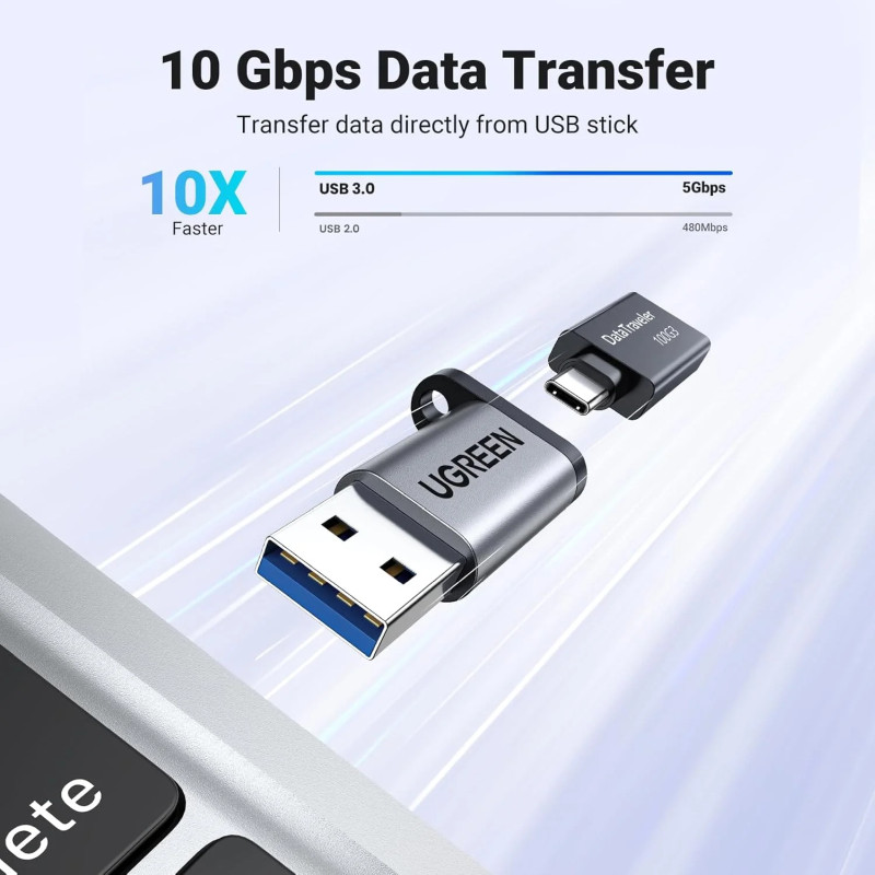 UGREEN adapter USB 3.1 C (Ž) na USB-A 3.0 (M), sivi