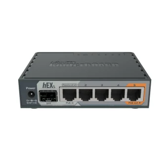 Mikrotik RB760iGS hEX S with Dual Core 880MHz MHz CPU, 256MB RAM, 5×G-LAN, SFP, USB, PoE-out-port #5, RouterOS L4, plastično kućište, PSU