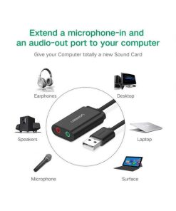 UGREEN audio adapter USB-A na 3.5mm, crni, 15cm