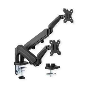 Roline VALUE dvostruki stolni nosač monitora, 5 spojeva, Pivot, nosivost 9 kg, crni