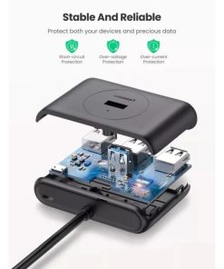 UGREEN 4-portni USB-A HUB, 4×USB-A 3.0, crni, 1.0m