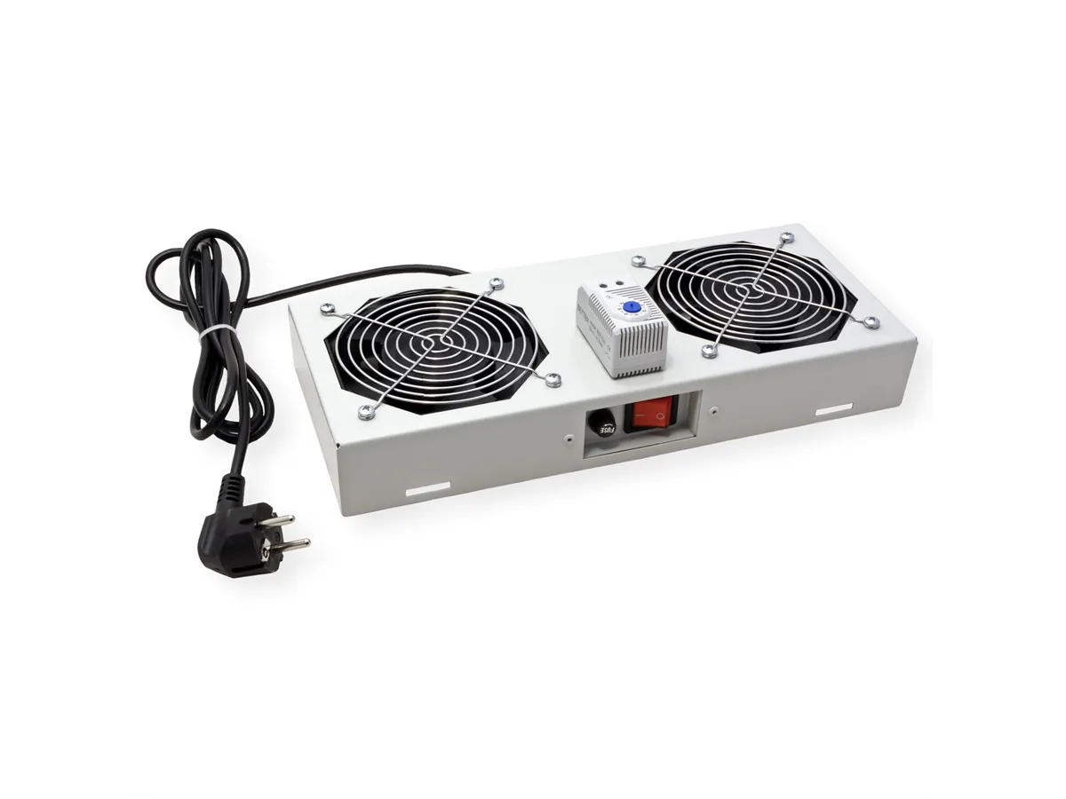 Roline 19" krovni ventilacijski modul s 2 ventilatora i termostatom, sivi