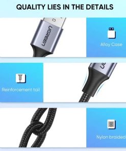 UGREEN USB-C (M) na USB-A (M) pleteni kabel MFi, 1.0m
