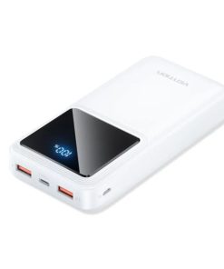 Vention 20000mAh Power Bank (Micro-USB USB-C USB-A USB-A) 22.5W, White, LED Display