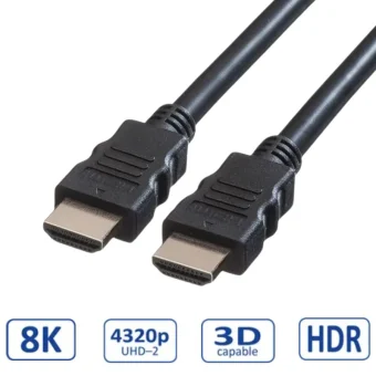 Roline VALUE Ultra HD 8K HDMI v2.1 kabel sa mrežom, M/M, crni, 2.0m