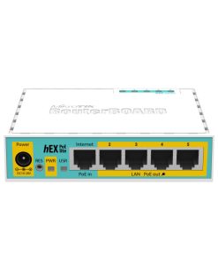 Mikrotik RB750UPr2, hEX PoE lite, 650MHz CPU, 64MB RAM, 5xLAN, (4×PoE izlaz), USB, RouterOS L4, plastično kućište, PSU