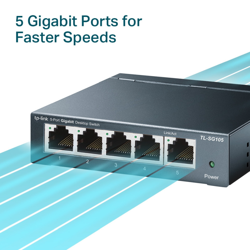 TP-Link 5-port Gigabit Desktop preklopnik (Switch), 5×10/100/1000M RJ45 ports, metalno kućište