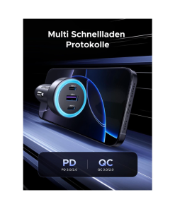 UGREEN auto punjač 30W, 2×USB-C/1×USB-A, PD3.0/QC3.0, sivi