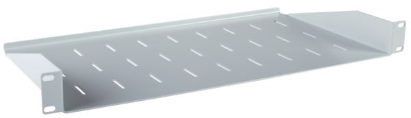 Masterlan fixed perforated shelf. 1U, 19", depth 250mm, load capacity 25kg, gray