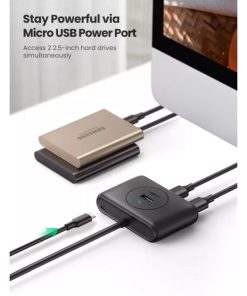 UGREEN 4-portni USB-A HUB, 4×USB-A 3.0, crni, 1.0m