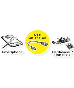 Roline USB2.0 OTG kabel TIP A(F) na Micro B(M), 0.15m, crni