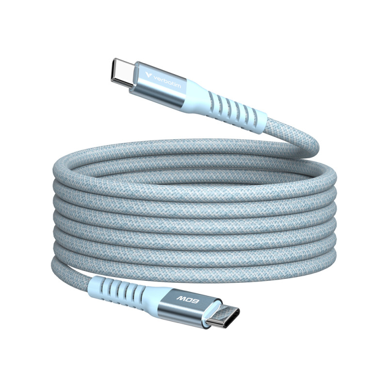 Verbatim Sync & Charge Magnetic kabel USB-C na USB-C, M/M, 60W PD3.0/QC3.0, plavi, 1.2m