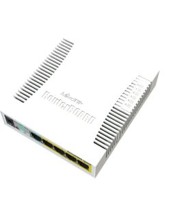 Mikrotik Cloud Smart Switch CSS106-1G-4P-1S (RB260GSP) 5-port Gigabit PoE-out smart preklopnik sa SFP cage, SwOS, plastično kućište, PSU, 53W