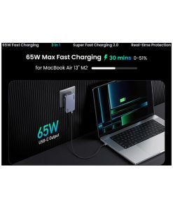 UGREEN Nexode Pro Ultra-Slim zidni punjač 65W, 2x USB-C, USB-A, GaNInfinity, sivi