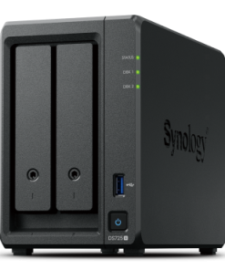 Synology DS725+ DiskStation 2-bay NAS server, AMD Ryzen R1600, 4 GB RAM, 2.5"SSD/3.5" HDD podrška, Hot Swappable HDD,1×RJ-45 2.5GbE, 1x RJ-45 1GbE, USB3.2 Gen 1