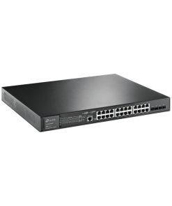 TP-Link Omada JetStream 28-port Gigabit L2+ Smart PoE+ preklopnik (Switch), 24×G-LAN, 4×10G SFP+, RJ45/microUSB console, 19" rack-mount (384W)