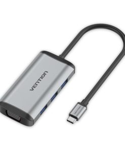 Vention Multi-function USB-C to HDMI VGA USB3.0*3 PD Docking Station, 0.15m