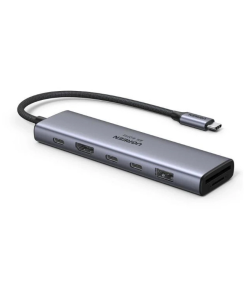 UGREEN 7-portni USB-C HUB na 1xUSB-A 3.2, 2xUSB-C 3.2, 1xSD/TF čitač memorijskih kartica, 1xUSB-C za napajanje, 1x HDMI, sivi