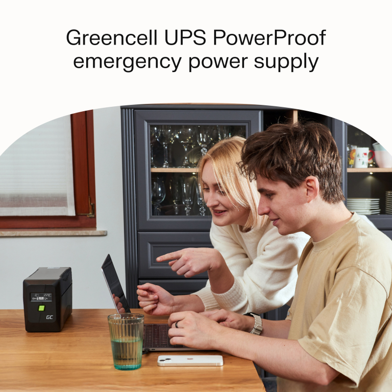 Green Cell UPS (UPSLM480) 850VA/480W, Modified sine wave, Line Interactive AVR, LCD