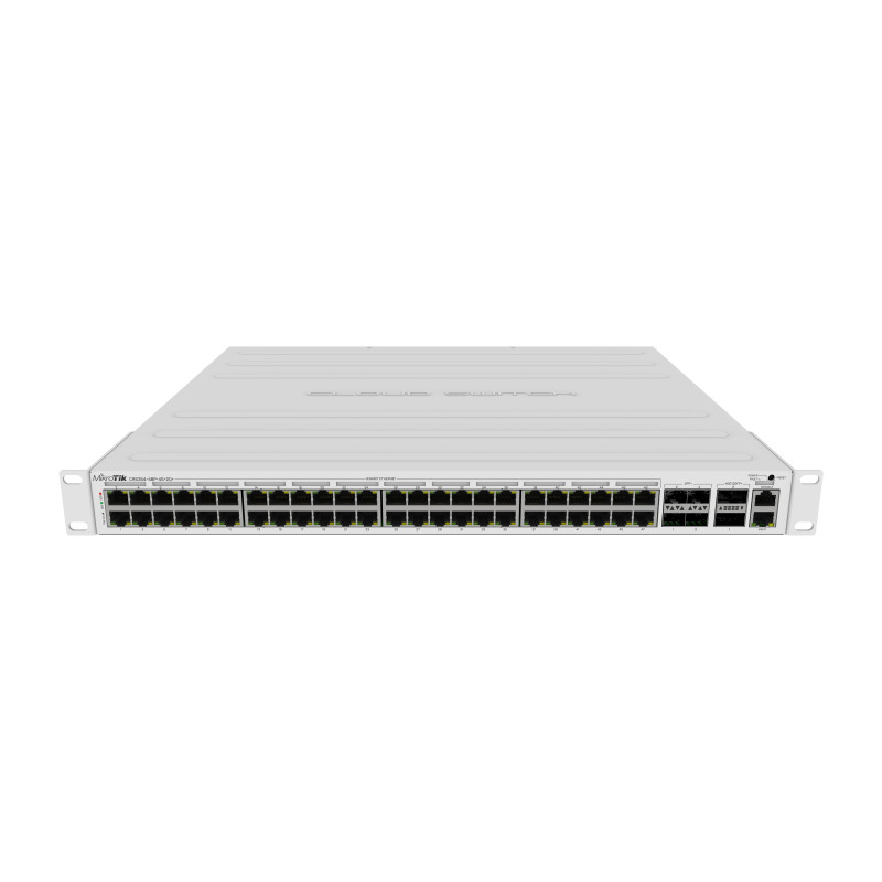 Mikrotik Cloud Router Switch CRS354-48P-4S+2Q+RM, 48xG-LAN (svi PoE-out), 4x10G SFP+, 2x40G QSFP+ cages, RouterOS L5, 1U rackmount, 750W PSU