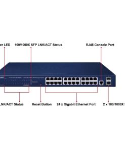 PLANET IPv4/IPv6, 24-Port 10/100/1000Base-T + 2-Port 100/1000MBPS SFP L2/L4 SNMP Manageable Gigabit Ethernet Switch