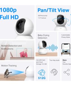 TP-Link Tapo C200 kamera FHD, H.264, 360°/114° Pan/Tilt, Advanced Night Vision, microSD, dvosmjerni audio, detekcija pokreta, Wi-Fi, Tapo app