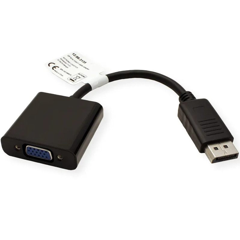 Roline VALUE adapter/kabel DisplayPort - VGA, M/F, aktivni, 0.15m