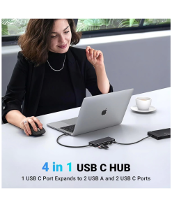 UGREEN 4-portni USB-C HUB na 2xUSB-A 3.2, 2xUSB-C 3.2, crni