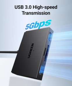 UGREEN 4-portni USB-C/A HUB 2xUSB-A, 1xSD, 1xTF, sivi