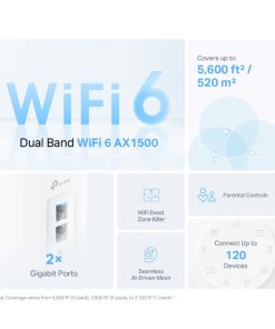 TP Link AX1500 Deco X10 (1-pack) Mesh Wi-Fi 6 Dual-Band, 300 Mbps/1201 Mbps (2,4GHz/5GHz) 2×Gigabit port, Deco App