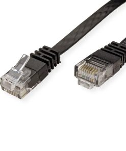 Roline VALUE UTP mrežni flat kabel Cat.6/Class E, 1.0m, crni