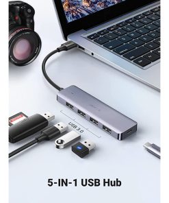 UGREEN 4-portni USB-A HUB, 4xUSB-A 3.0 + USB-C, sivi