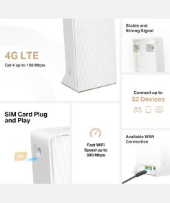 Mercusys bežični N 4G LTE usmjerivač (Router) 300Mbps (2.4GHz), 802.11b/g/n, interni 4G modem, 1×LAN/1×WAN, utor za SIM karticu