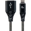 Gembird Premium cotton braided Type-C USB charging and data cable, 2m, black white