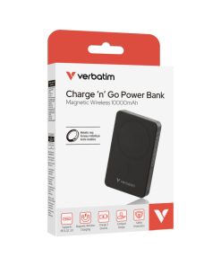 Verbatim Powerbank 10000mAH Charge 'n' Go Essentials 20W USB-C i 15W magnetsko bežično punjenje, crni