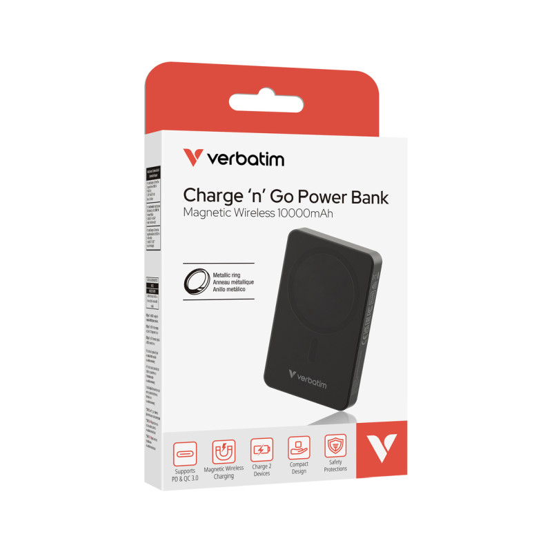 Verbatim Powerbank 10000mAH Charge 'n' Go Essentials 20W USB-C i 15W magnetsko bežično punjenje, crni