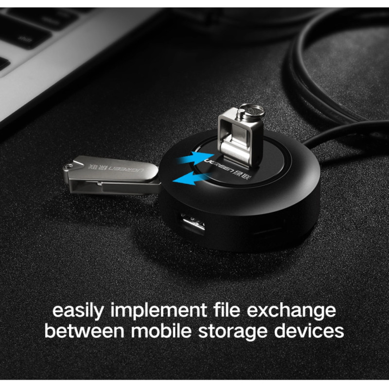 UGREEN 4-portni USB-A HUB 4×USB-A 2.0, crni, 1.0m